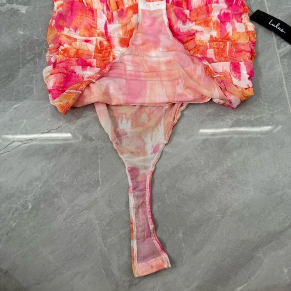 Women’s Lulus Watercolor Colorful Spaghetti Strap Open Back Bodysuit Size XL - Picture 7 of 15